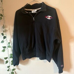 Champion women’s Black Half-Zip Sweatshirt with Red & White Logo